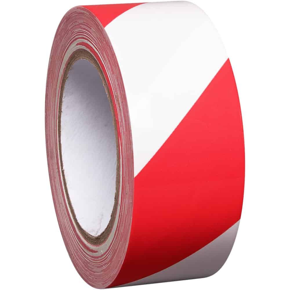 PVC Tape 48mm x 33m - Hazard - Red/White