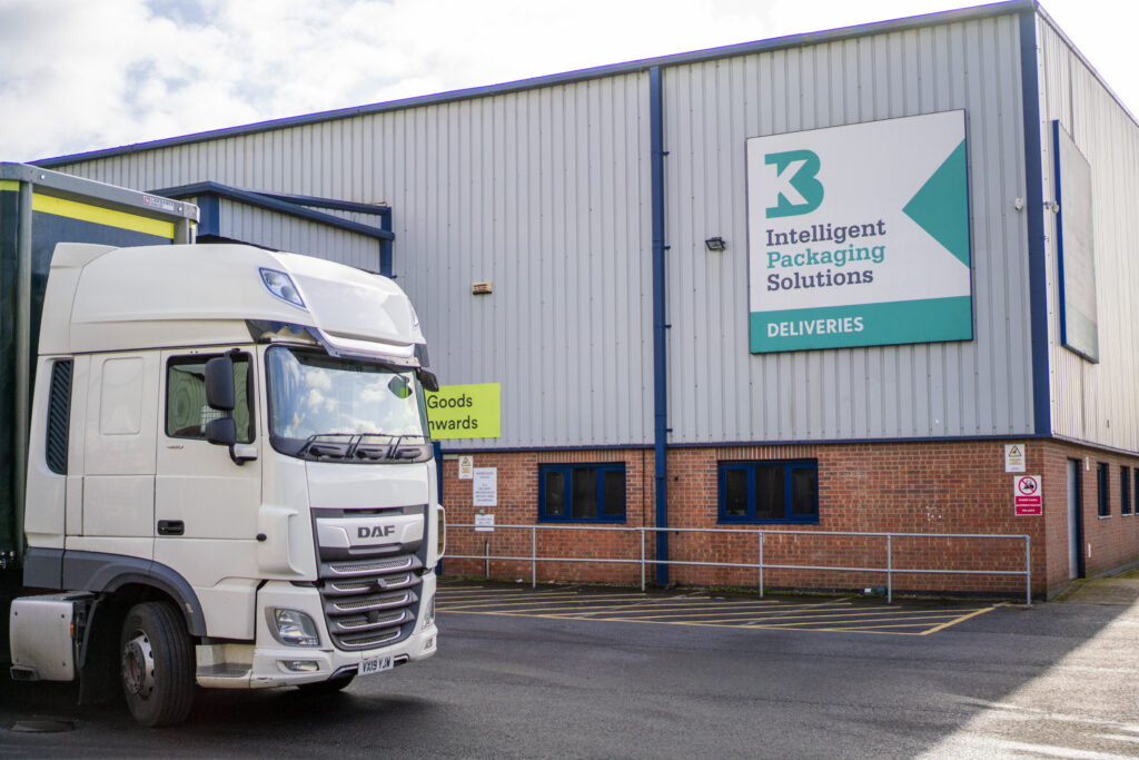 KB Packaging warehouse with delivery lorry on site, reflecting reliable packaging supply and logistics support