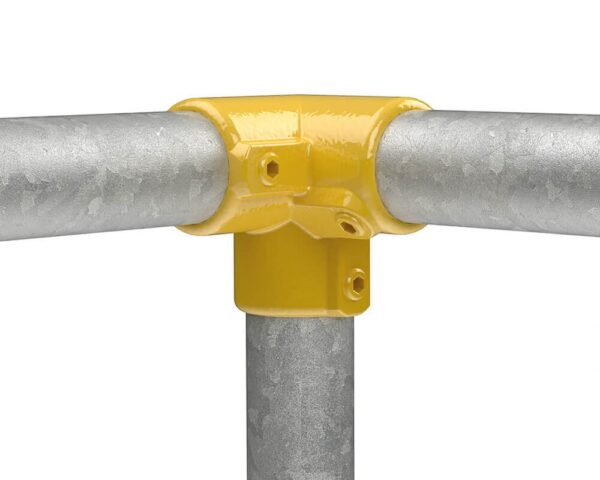 3 Way 90 Degree Elbow For 48.3mm Tube - Yellow Powder Coated