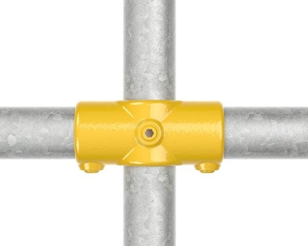 Two Socket Cross For 48.3mm Tube - Yellow Powder Coated